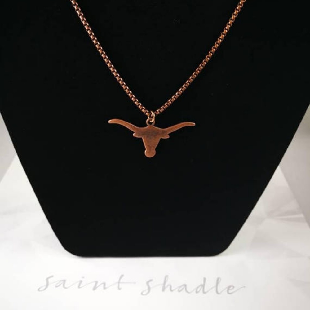 Handmade: copper longhorn unisex necklace